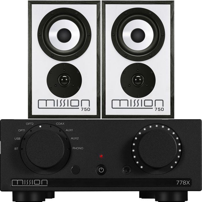 Mission 778X Integrated Amplifier and 750 Speakers Package - Black - Black