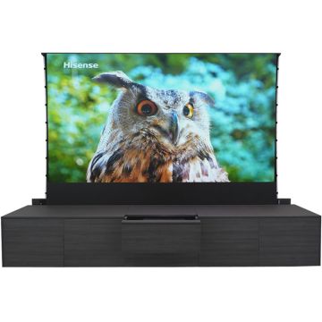 AV Motion Cabinet with 100” Grandview and HiSense UST 4K Projector