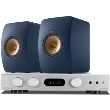 Audiolab 6000A Amplifier and KEF LS50 Meta Speakers Silver