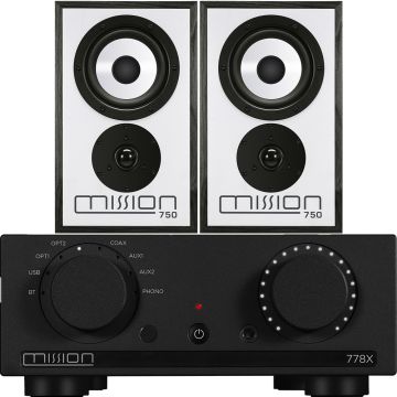 Mission 778X Integrated Amplifier and 750 Speakers Package - Black - Black